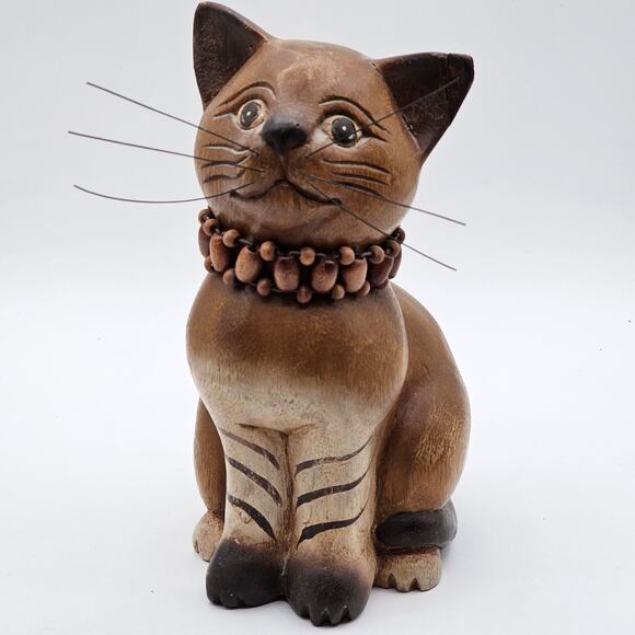 Hand-painted Vintage Kitty Ally Cat Sculpture - Whimsical Folk Art Decor - Picture 2 of 10